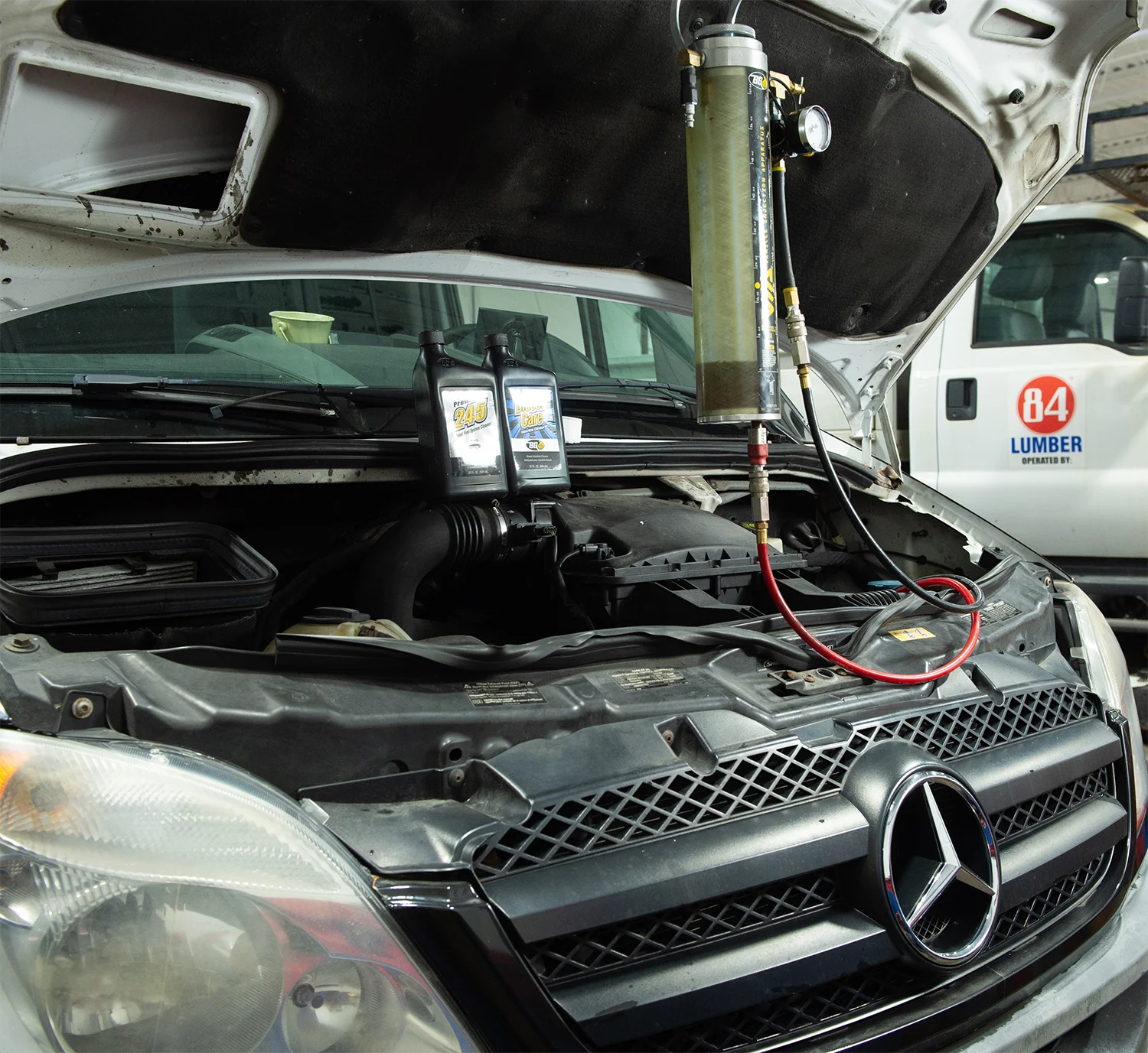 Black car, european car on repair